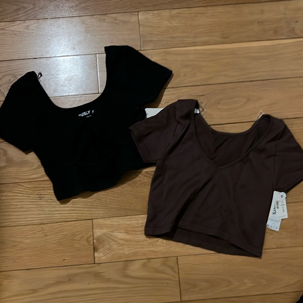 Two crop tops NWT both from Aeropostale. One is black and one is brown